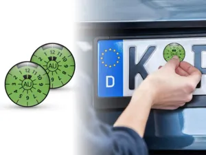 TÜV Plaketten Abgasuntersuchung Nummernschild Grün